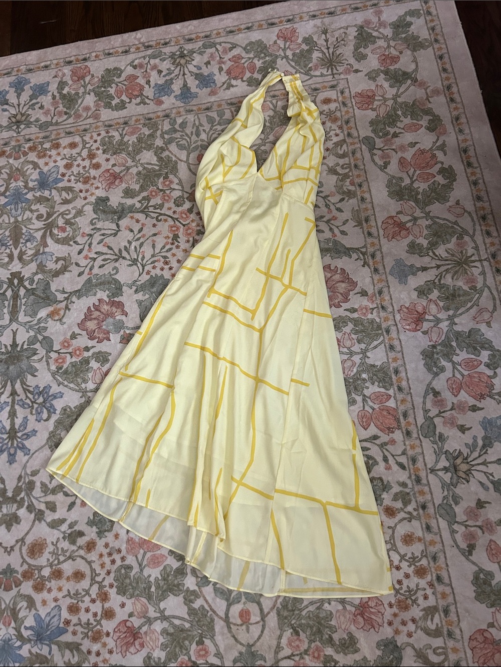 Banana Republic Yellow One-Shoulder Geometric Maxi Dress